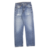 LEVI'S Mens Regular Fit Blue Denim Jeans W26 L28 Distressed Button Closure