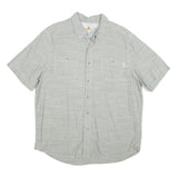 WOOLRICH Mens Grey Cotton Blend Short Sleeve Shirt L Casual Lightweight