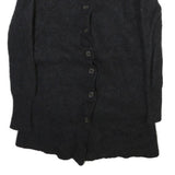 POLO RALPH LAUREN Womens Black Wool Plain Button Up Jumper V Neck Tight Knit M