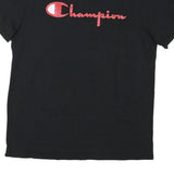 CHAMPION Mens Black Red Logo Graphic T-Shirt L Short Sleeve Crew Neck Cotton