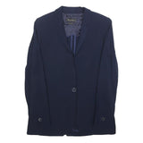 MASSIMO DUTTI Womens Navy Blue Jacket S Viscose Button Plain Stylish Elegant