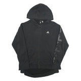 ADIDAS Womens Black Full Zip Hoodie UK 10 Logo Sleeve Print Casual