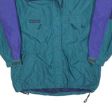COLUMBIA Womens Blue Green Zip Jacket L Polyester Blend Colourblock Outdoor