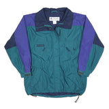 COLUMBIA Womens Blue Green Zip Jacket L Polyester Blend Colourblock Outdoor