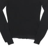 BENETTON Girls Black Basic Long Sleeve Boat Neck Top L Nylon Slim Fit