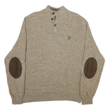 CHAPS Mens Beige Button Up Plain Roll Neck Basic Knit L Cotton Blend Jumper