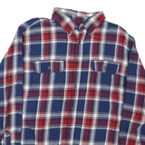 FADED GLORY Mens Blue & Red Check Cotton Shirt XL Casual Long Sleeve Button
