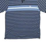 CHAPS Mens Blue & Navy Striped Short Sleeve Polo Shirt L Cotton Casual