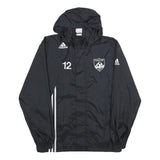 ADIDAS Mens Black Nylon Hoodie Jacket S Plain Sports Training Lightweight Zip