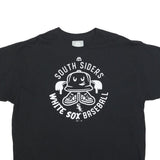 MAJESTIC Mens Black White Sox Baseball Graphic T-Shirt 2XL Short Sleeve Crew