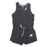NIKE Womens Black Playsuit Cotton Blend Racerback M Casual Summer Drawstring