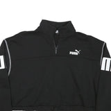 PUMA Womens Black 1/4 Zip XL Logo Print Cropped Sweatshirt
