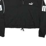 PUMA Womens Black 1/4 Zip XL Logo Print Cropped Sweatshirt