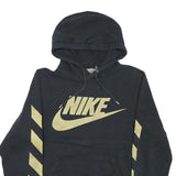 NIKE Mens Black & Gold Graphic Pullover Hoodie S Sportswear Sweatshirt