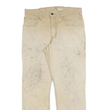 CARHARTT Mens Cotton Blend Beige Relaxed Straight Trousers W32 L30 Workwear Zip