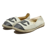 CHANEL Espadrille Womens Shoes Leather White & Black UK 3 Flats Casual Luxury