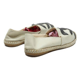 CHANEL Espadrille Womens Shoes Leather White & Black UK 3 Flats Casual Luxury