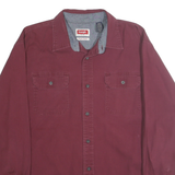 WRANGLER Mens Maroon Cotton Blend Shirt L Button Pockets Casual Workwear