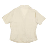 LORENZINI Womens Beige Short Sleeve Shirt Collared Pocket Embroidered L