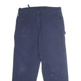 CARHARTT Mens Cotton Blend Navy Regular Straight Trousers W36 L32 Workwear Zip