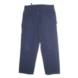 CARHARTT Mens Cotton Blend Navy Regular Straight Trousers W36 L32 Workwear Zip