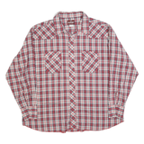 WRANGLER Mens Red & Blue Check Shirt 2XL Western Cotton Blend Long Sleeve Casual