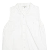 CALVIN KLEIN JEANS Womens White Sleeveless Shirt M Cotton Blend Casual Top
