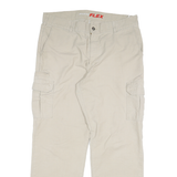 DICKIES Mens Regular Fit Beige Cargo Trousers W38 L34 Cotton Blend Zip Pockets