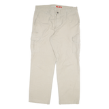 DICKIES Mens Regular Fit Beige Cargo Trousers W38 L34 Cotton Blend Zip Pockets