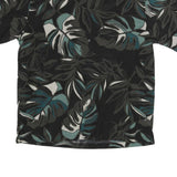 CENTRO Mens Black & Grey Tropical Print Shirt L Polyester Casual Summer