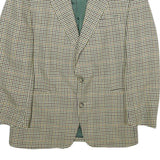 LIBERTY Mens Beige & Green Wool Check Button Jacket L Woven Classic Fit