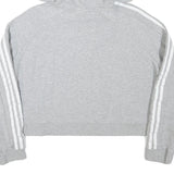 ADIDAS Womens Grey Cotton Blend Cropped Hoodie UK 8 Classic Three Stripes