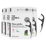 Plant-based Floss Picks - Charcoal Double Thread (200 pcs)