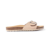 Cordoba Vegan Leather Slide Cork Sandal - Sand Brown