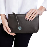 Vegan Leather Multi-Function Clutch In Metallic
