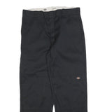 DICKIES Mens Black Cotton Blend Loose Fit Straight Leg Trousers W38 L34 Workwear