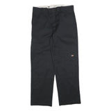 DICKIES Mens Black Cotton Blend Loose Fit Straight Leg Trousers W38 L34 Workwear
