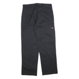 DICKIES Mens Black Cotton Blend Loose Fit Straight Leg Trousers W38 L34 Workwear