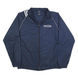 ADIDAS Mens Navy Blue Industrial Packaging Logo Zip Up Jacket L Polyester Blend