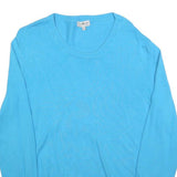 ROYAL CLASS Mens Blue Plain Jumper Crew Neck Basic Knit XL Cotton Lightweight