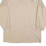 PUMA Womens Beige Cotton Blend Sweatshirt Collared XL Logo Casual Oversized
