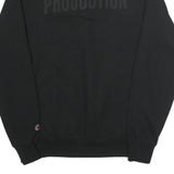 CHAMPION Mens Black Half Zip M Cotton Blend Pullover Sweatshirt Production Print