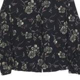 CHAUS Womens Black Floral Rayon Shirt Long Sleeve Collared S Elegant