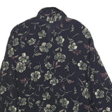 CHAUS Womens Black Floral Rayon Shirt Long Sleeve Collared S Elegant