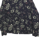 CHAUS Womens Black Floral Rayon Shirt Long Sleeve Collared S Elegant