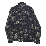 CHAUS Womens Black Floral Rayon Shirt Long Sleeve Collared S Elegant