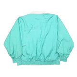 Womens Blue & White Nylon Button Jacket L Plain Lightweight Casual