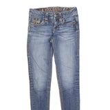ROCK REVIVAL Womens Slim Fit Blue Denim Jeans W24 L30 Embroidered Pocket
