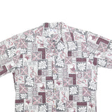 HAWAII Mens White & Grey Hawaiian Shirt L Patterned Short Sleeve Summer