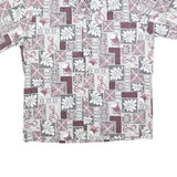 HAWAII Mens White & Grey Hawaiian Shirt L Patterned Short Sleeve Summer